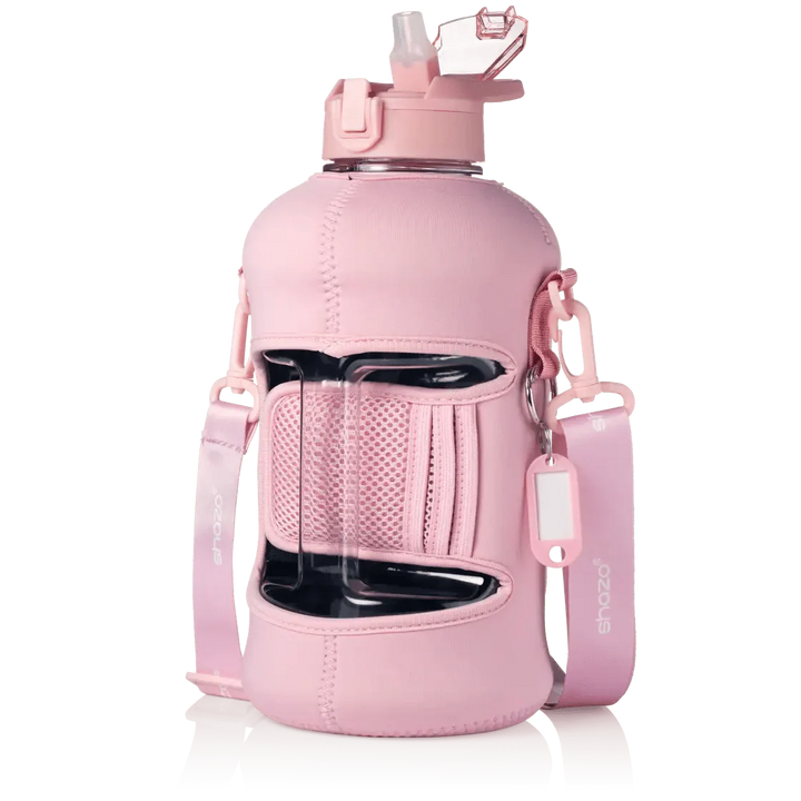 large pink water bottle
