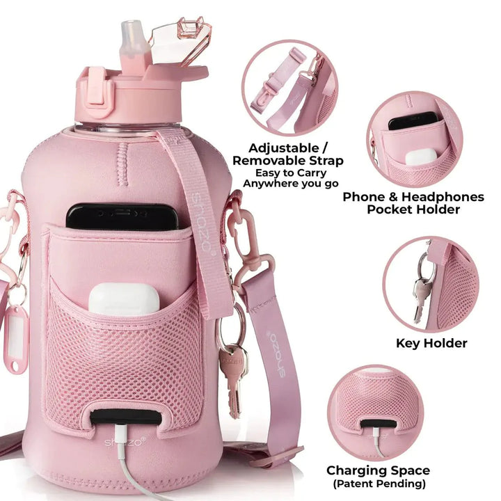 Plastic pink water bottle